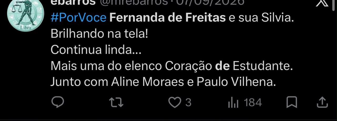 Comentário do público sobre Fernanda de Freitas e a personagem Sílvia — registro 8