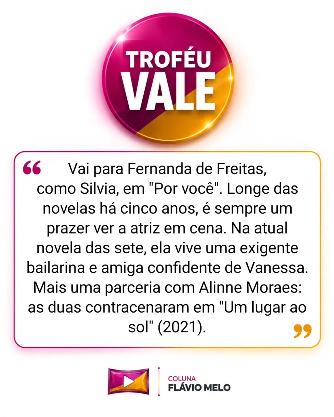 Comentário do público sobre Fernanda de Freitas e a personagem Sílvia — registro 11
