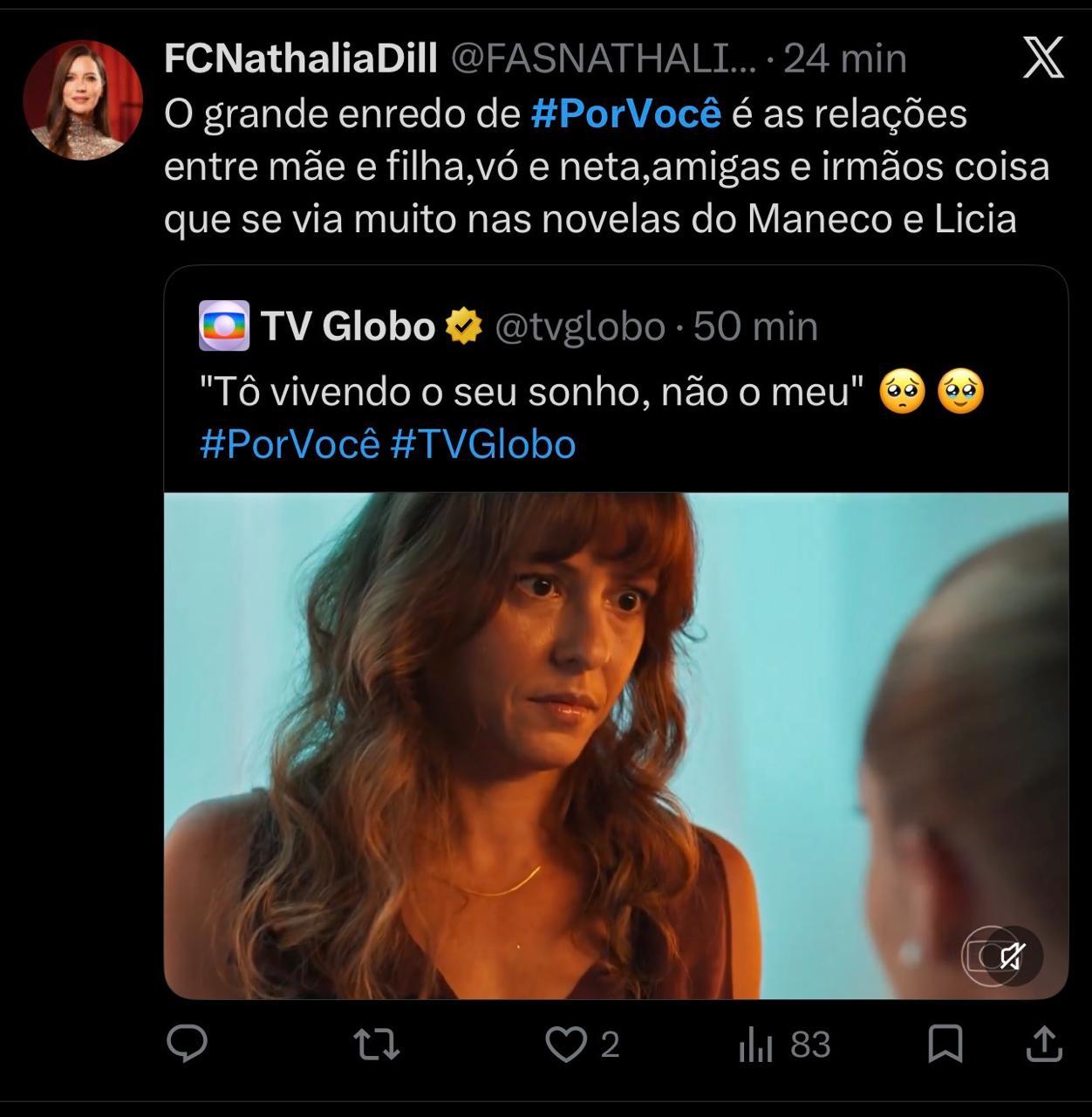 Comentário do público sobre Fernanda de Freitas e a personagem Sílvia — registro 3
